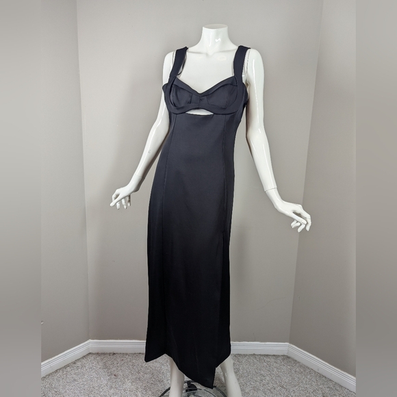 Zara Dresses & Skirts - Zara Black Cutout Bustier Maxi Dress | Sculpted Corset Bodice Evening Gown M